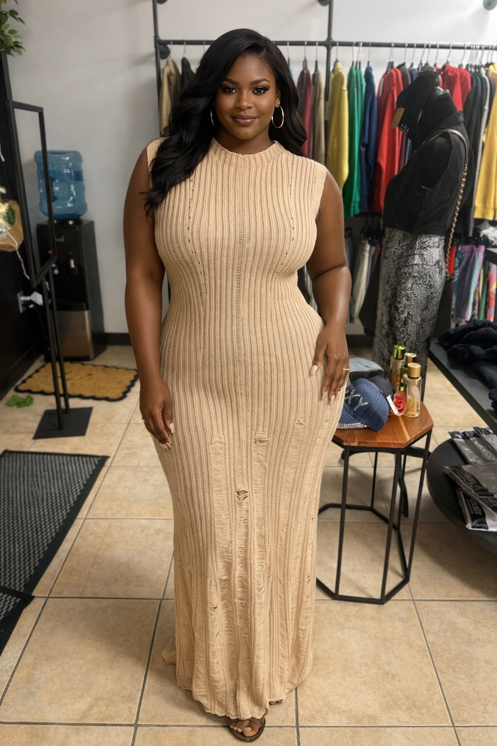 Sleeveless Ribbed Maxi Dress